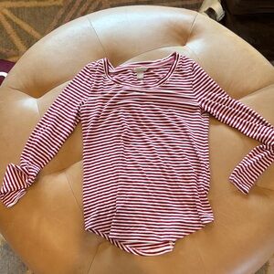 Banana Republic Red and White Striped Long-Sleeve tee
